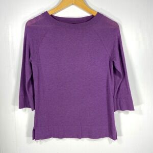 Lord Taylor Purple Cashmere 3/4 Sleeve Sweater Womens XS‎